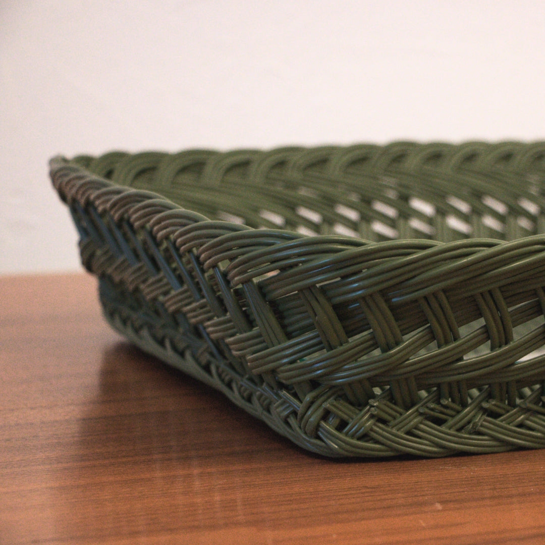 Handmade Green Wicker Tray