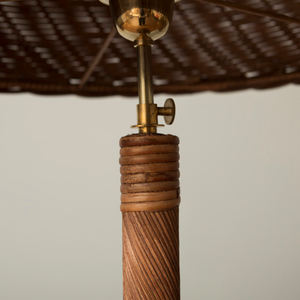 Lámpara de Mesa Trenzada de Ratán Marrón