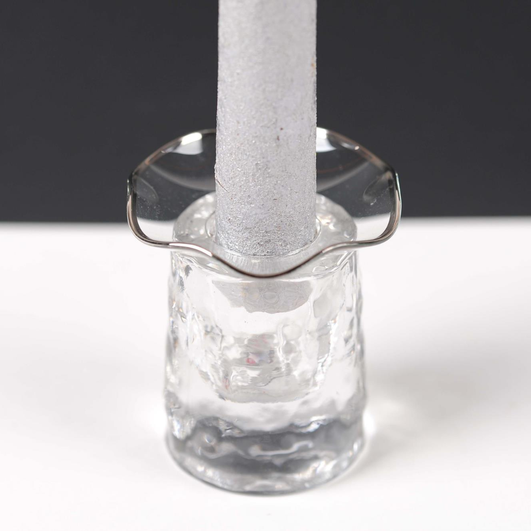 Aro de Cristal Curvado Plateado Para Velas