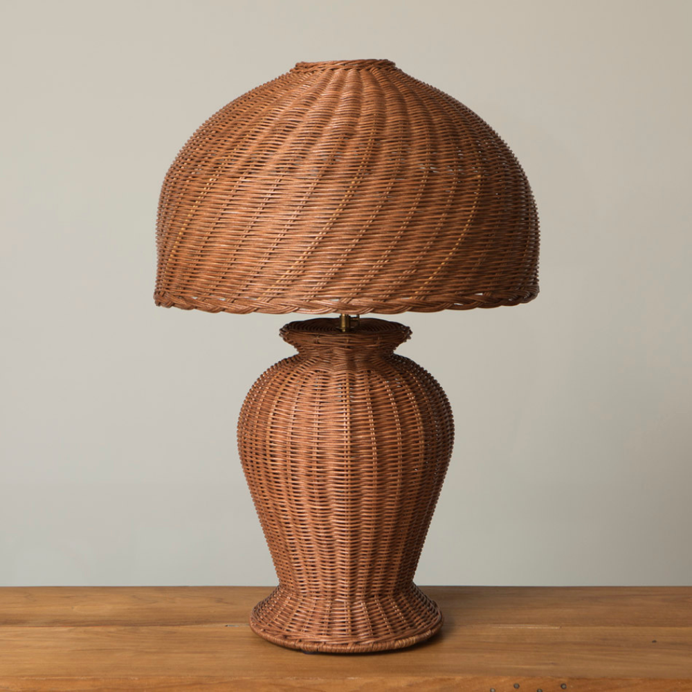 Lámpara de Mesa Isabella de Ratán Marrón