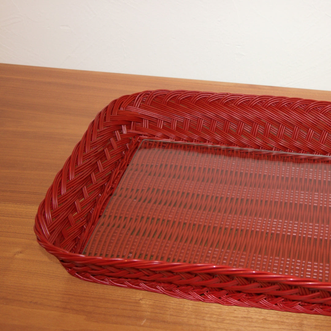 Handmade Red Wicker Tray
