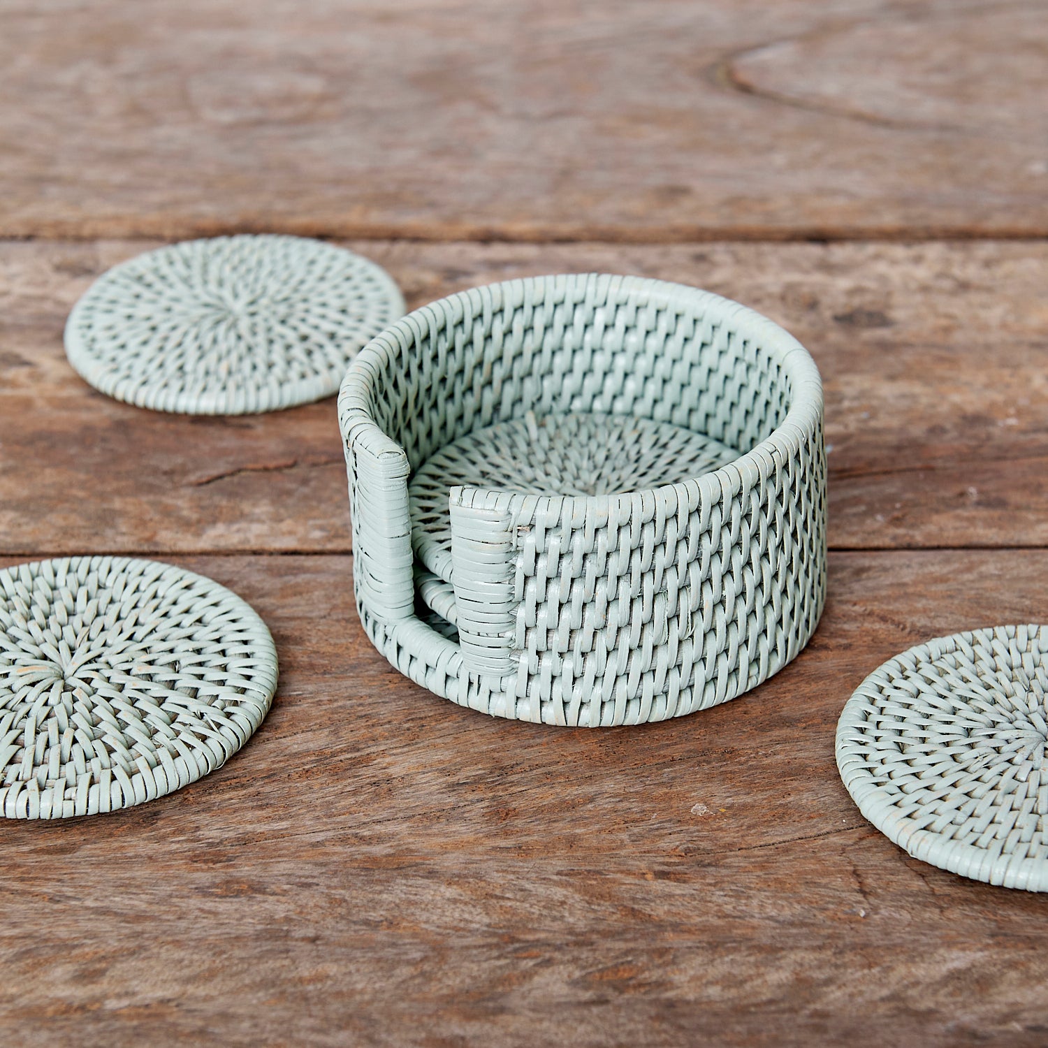 Green Rattan Coasters