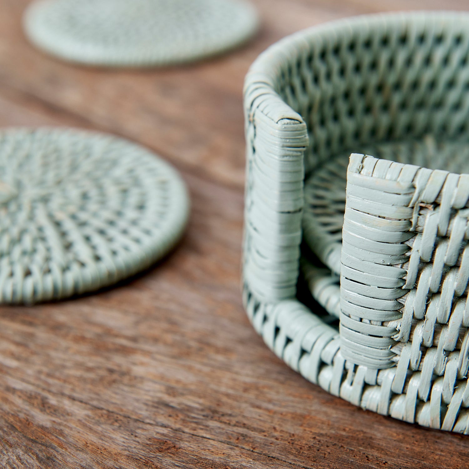Green Rattan Coasters