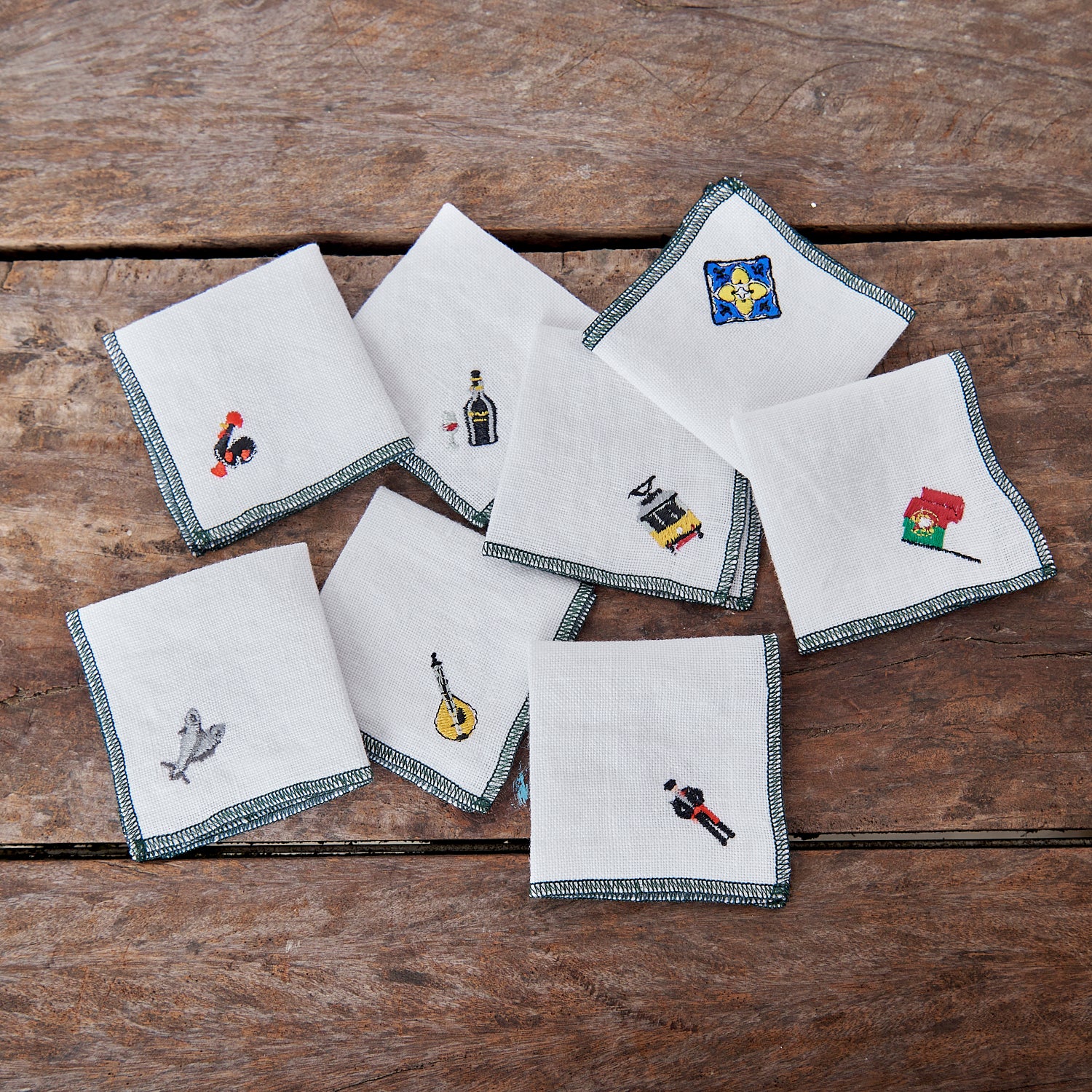 Linen Cocktail Napkins - Portugal x8