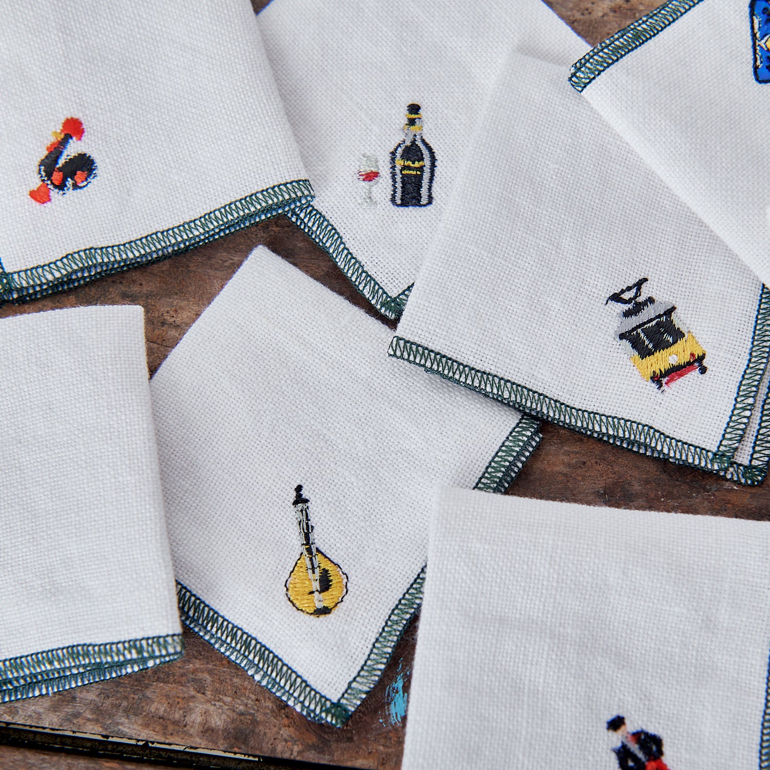 Linen Cocktail Napkins - Portugal x8