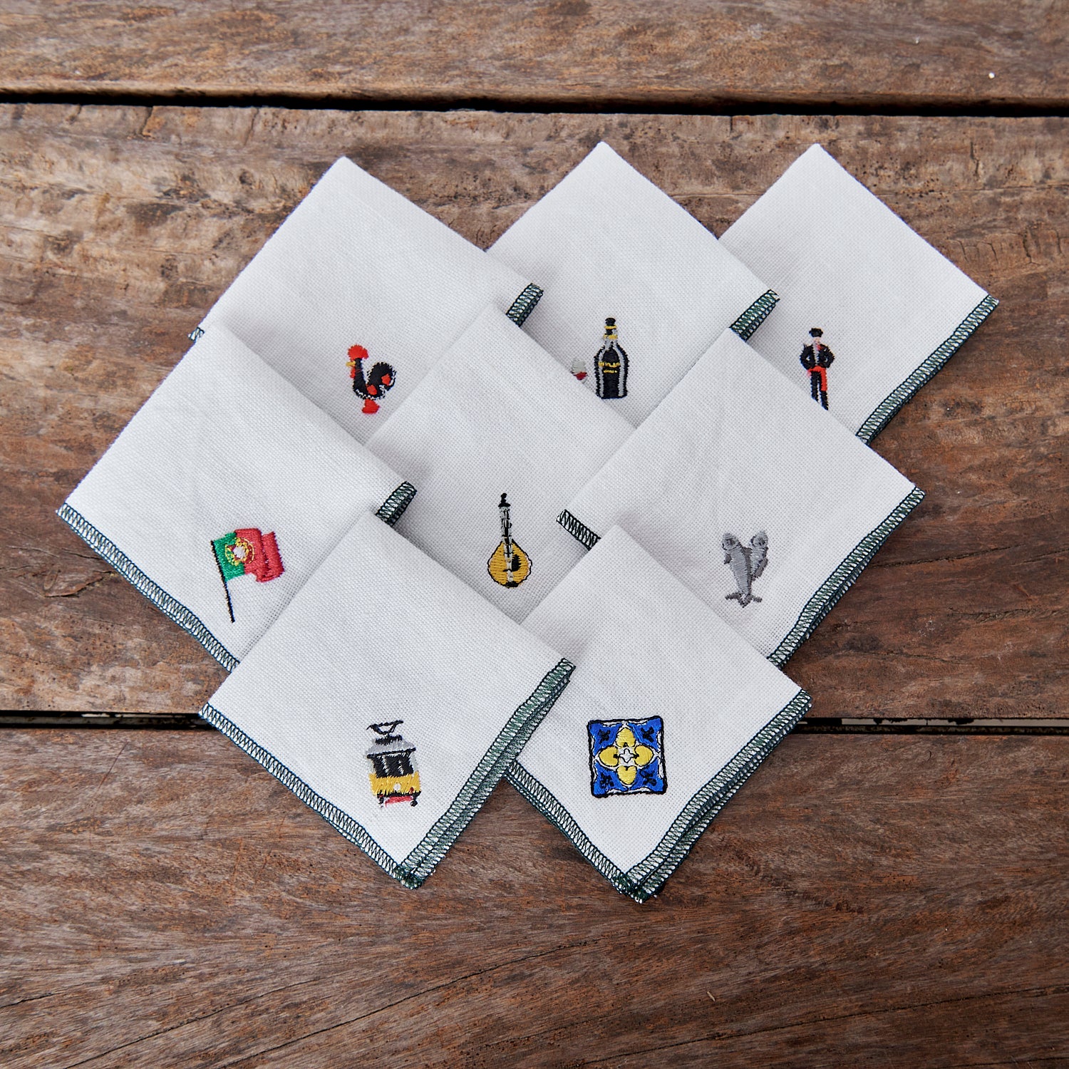 Linen Cocktail Napkins - Portugal x8