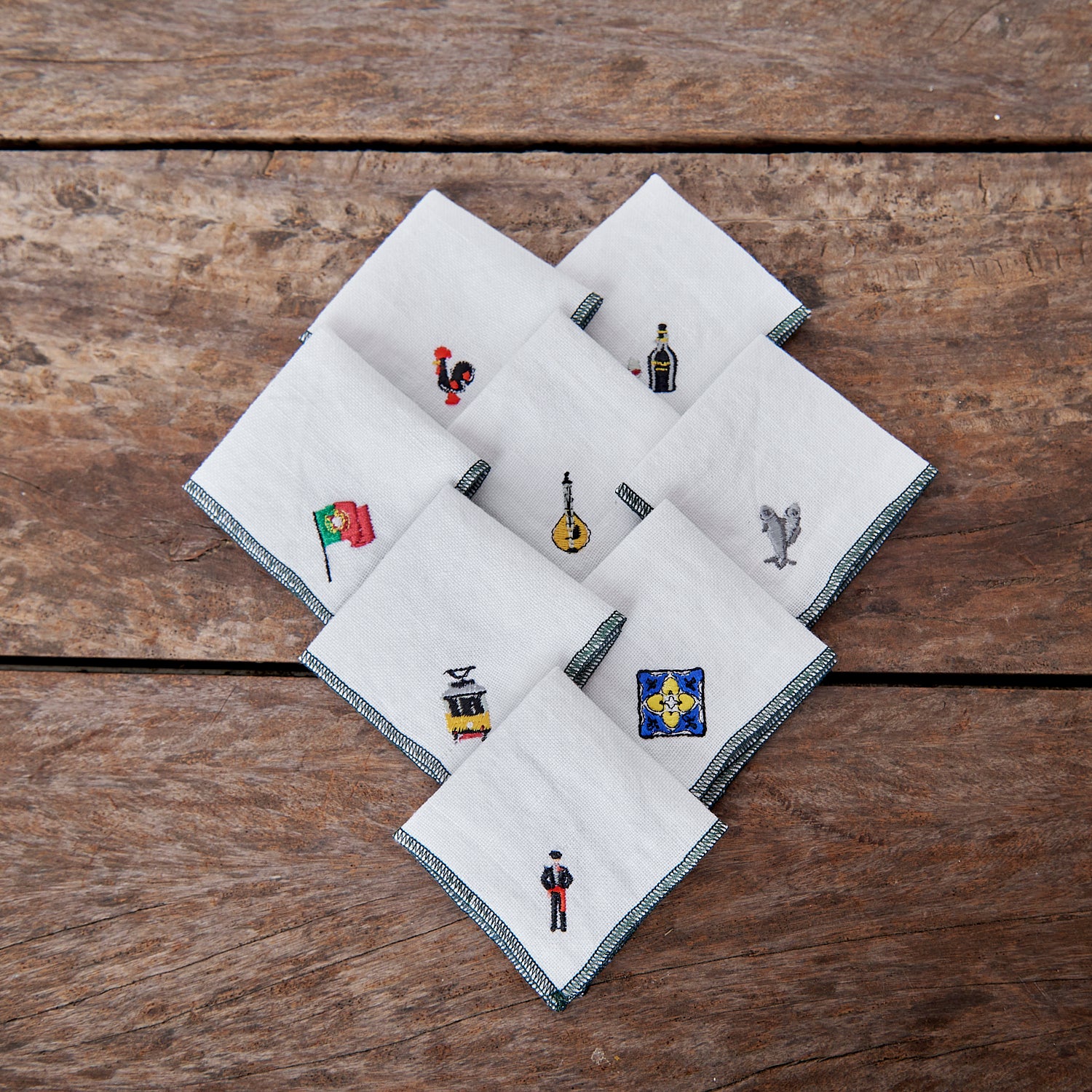 Linen Cocktail Napkins - Portugal x8