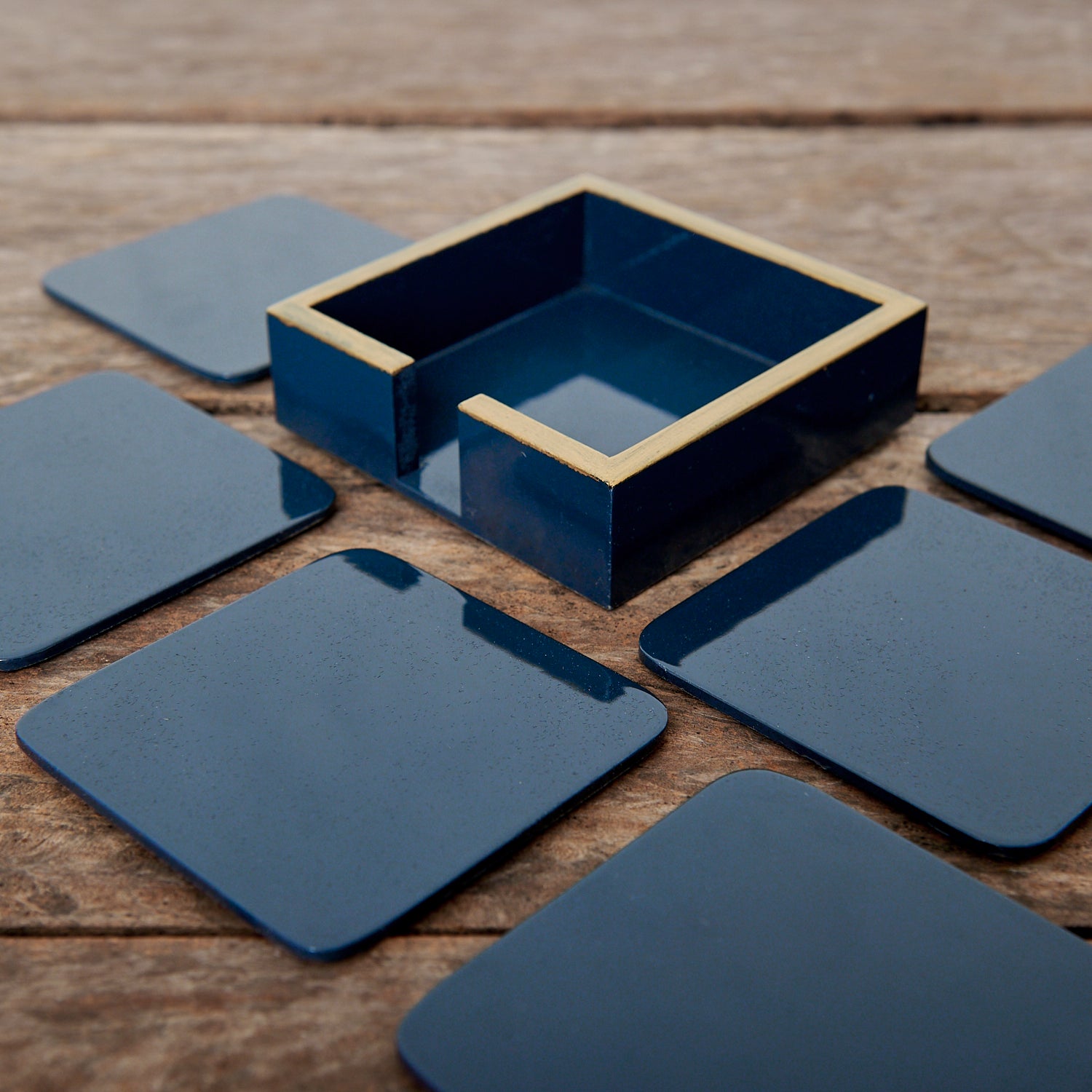 Posavasos Lacados Azul Profundo