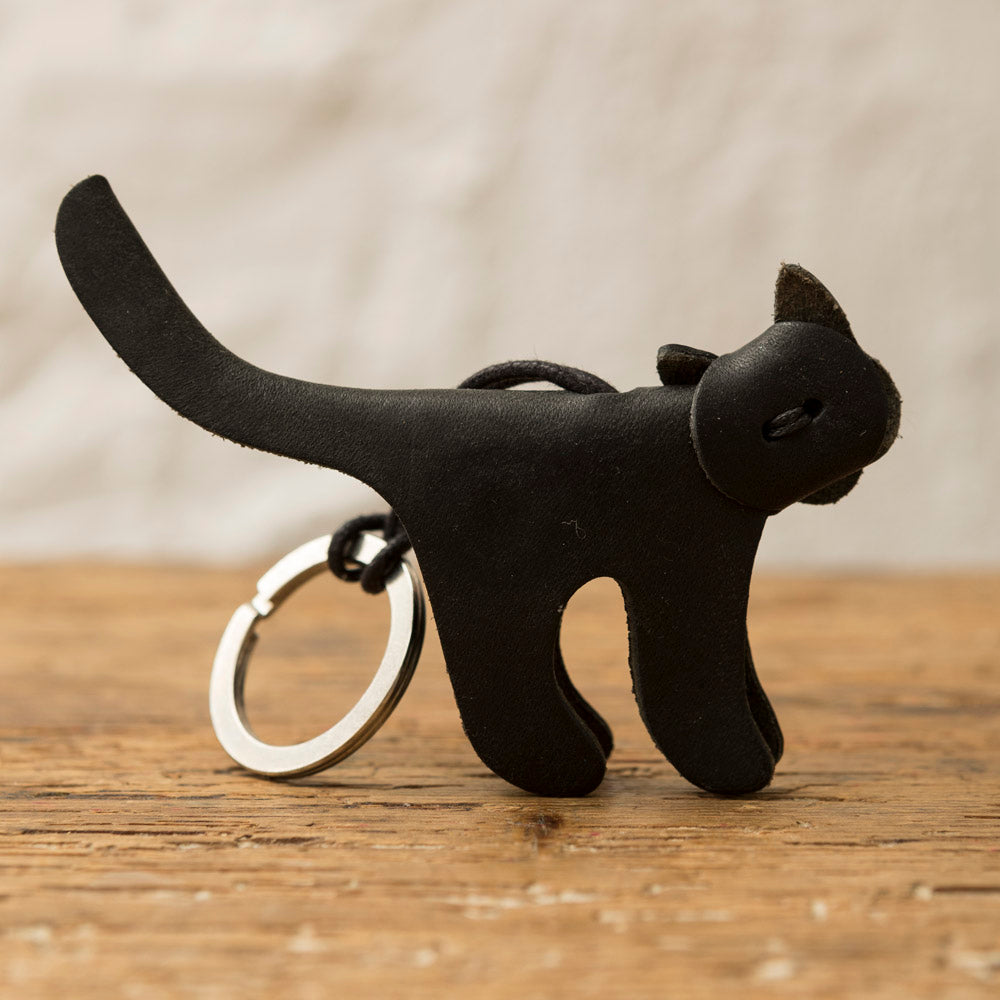 Leather Cat Keychain