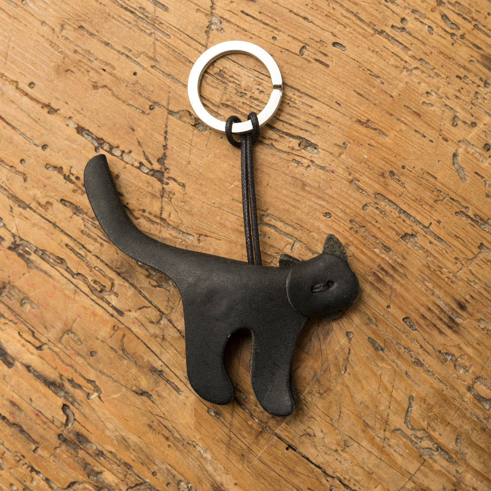 Leather Cat Keychain