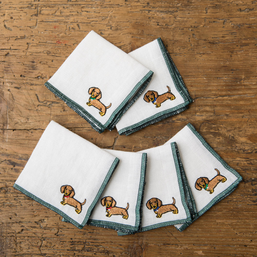 Linen Cocktail Napkins - Dachshund