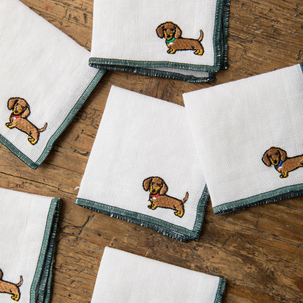 Linen Cocktail Napkins - Dachshund