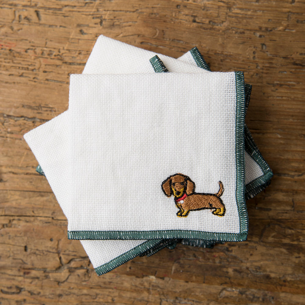 Linen Cocktail Napkins - Dachshund