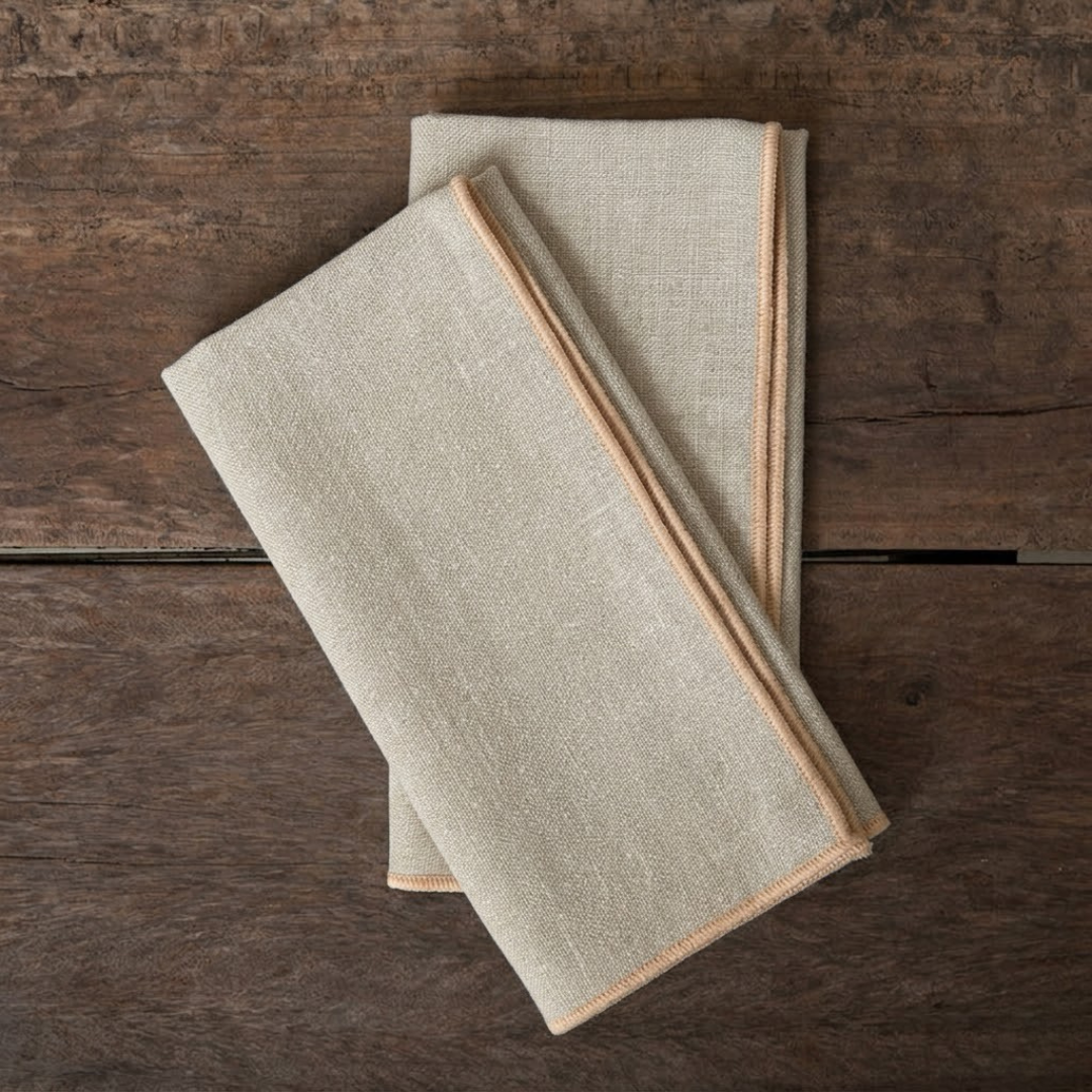 Set 2 Servilletas de Lino - Beige / Beige