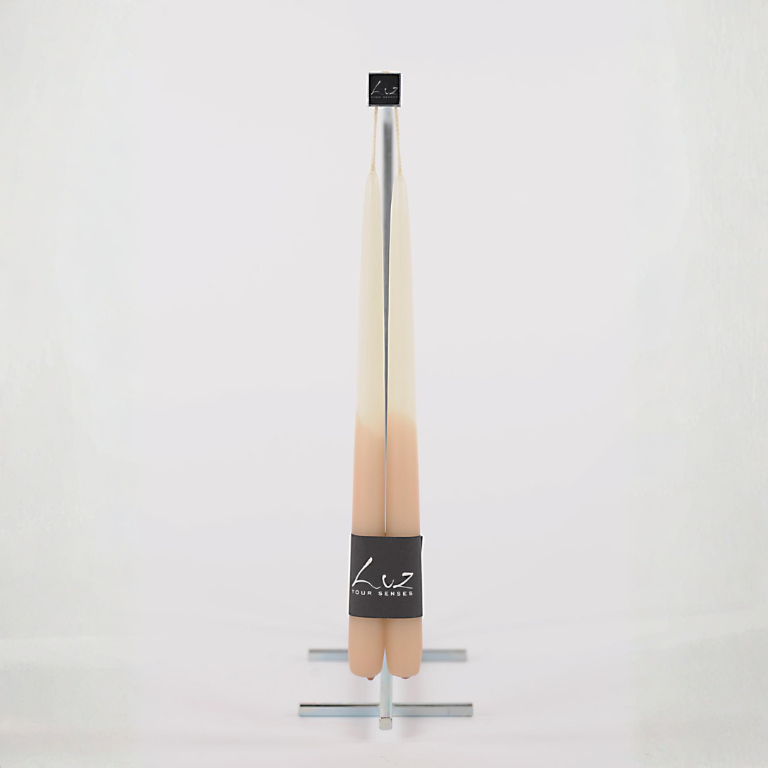 Pareja de Velas Bicolor Beige - 30 cm