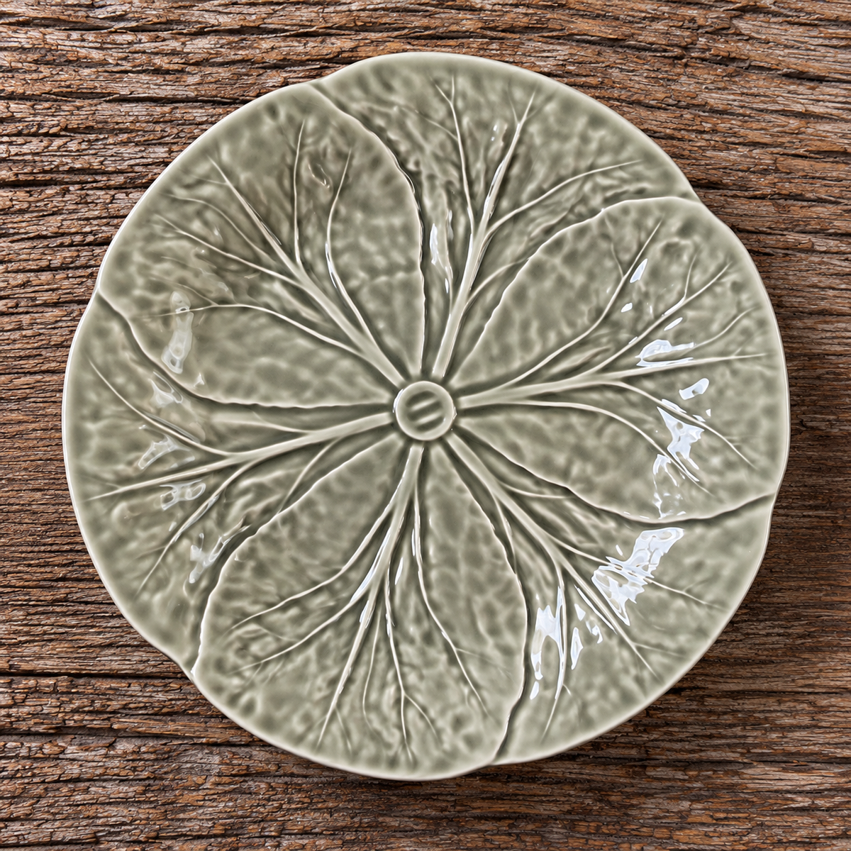 Flat Plate Green Cabbage Leaf Olive