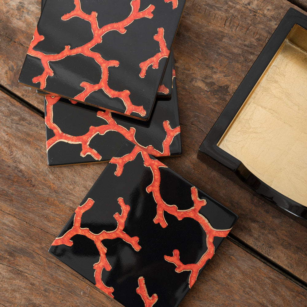 Posavasos Lacados Estampado Corales
