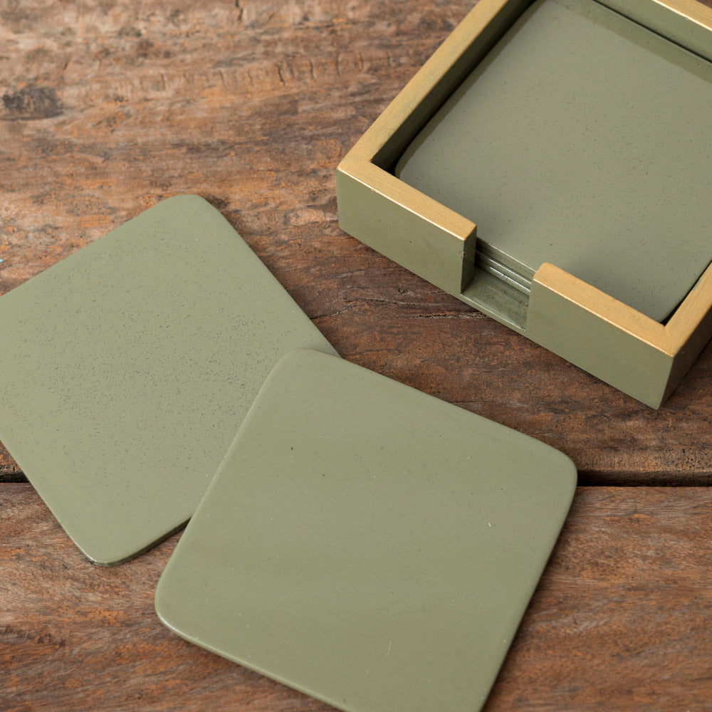 Olive Green Lacquered Coasters