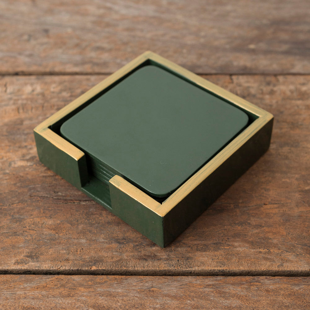 Olive Green Lacquered Coasters