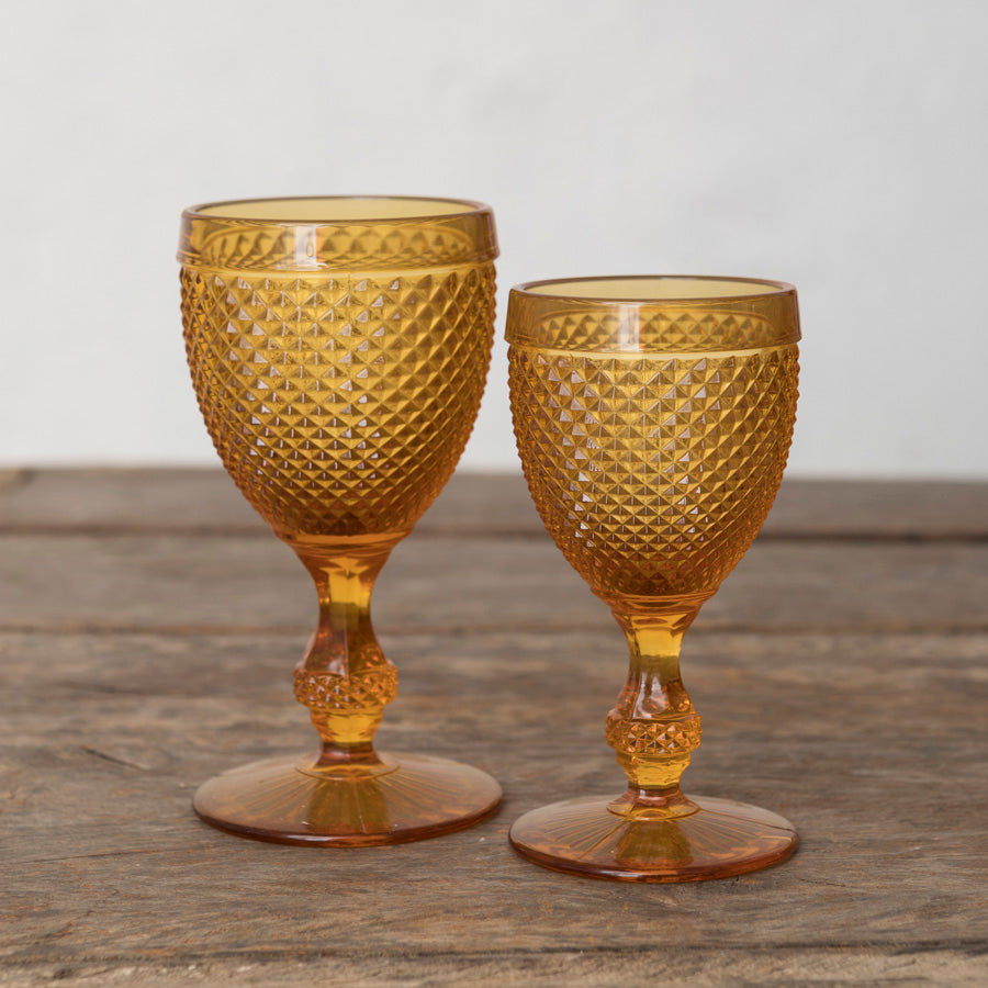 Set of 6 Diamond Amber Glasses L