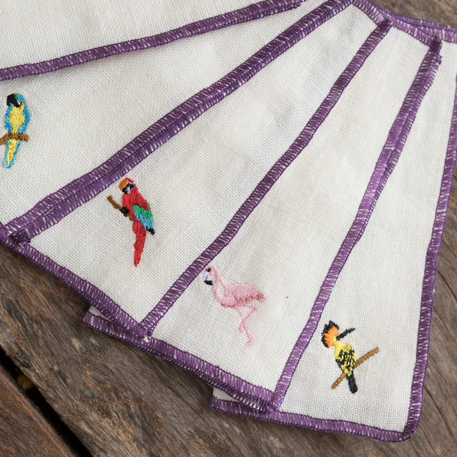 Linen Cocktail Napkins - Tropical Birds