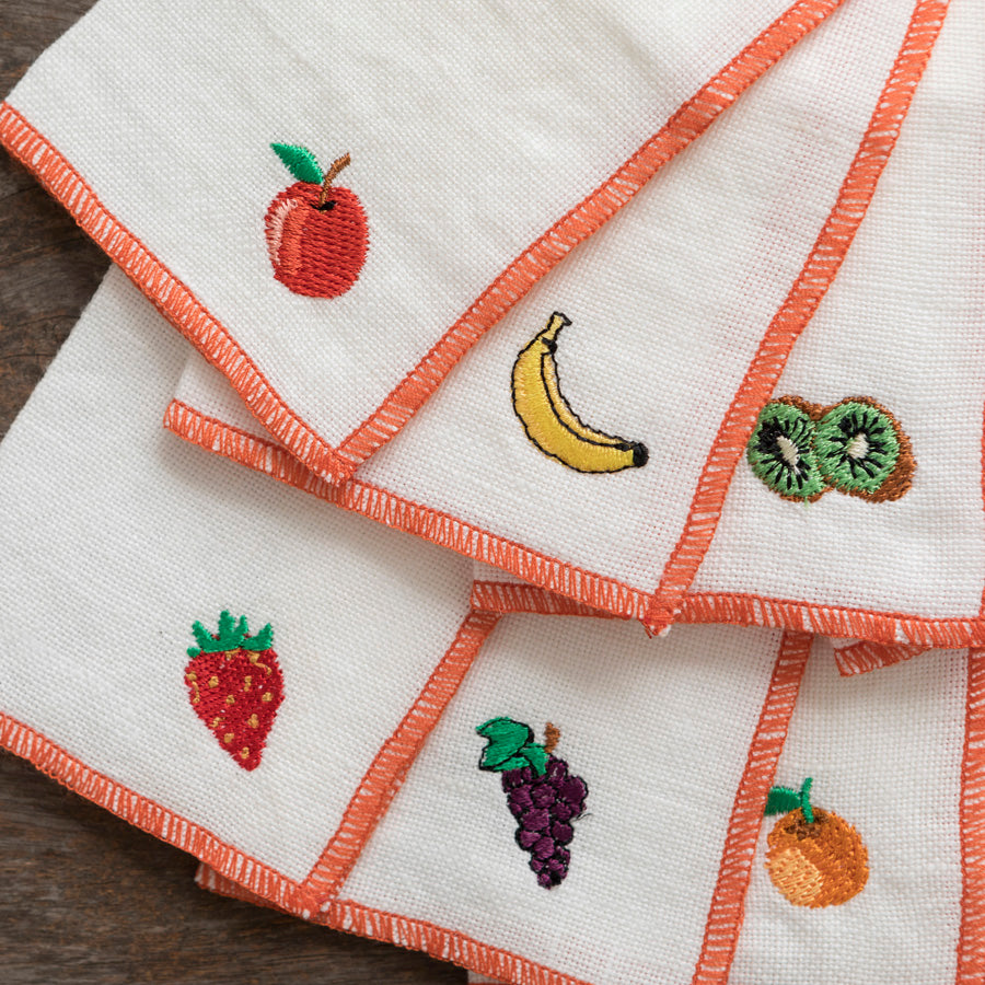 Linen Cocktail Napkins - Fruit x10