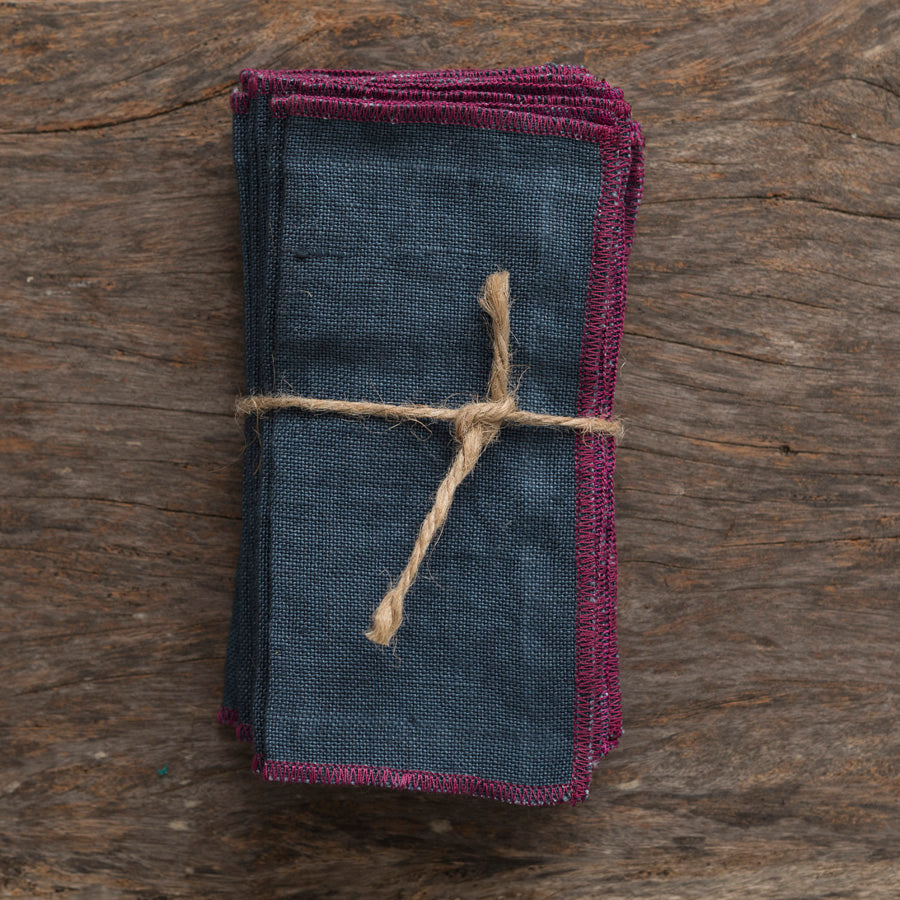 Set of 12 Linen Cocktail Napkins