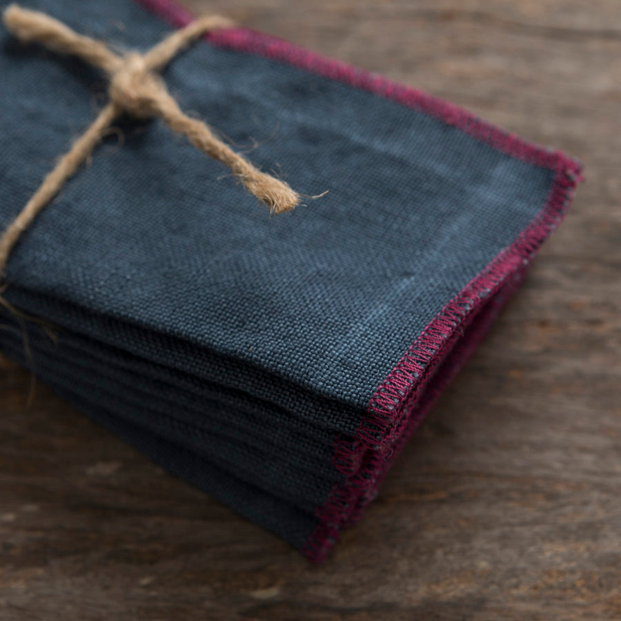Set of 12 Linen Cocktail Napkins