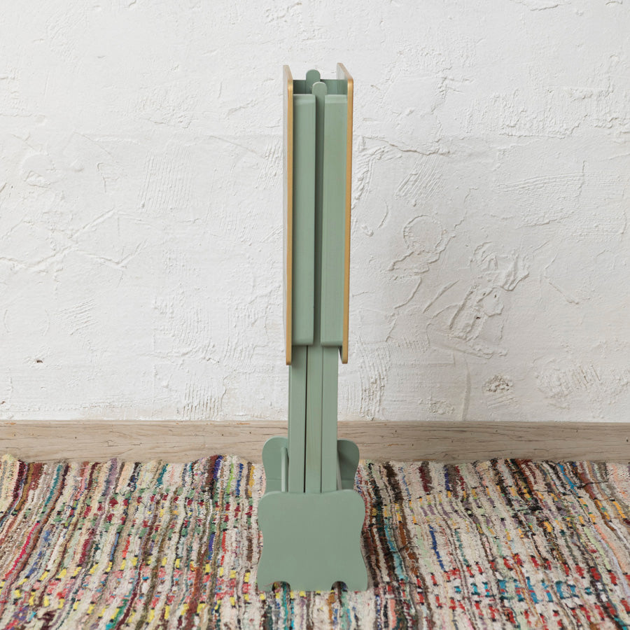 Set of 2 Stone Green and Palm Tree Texture Folding Tables