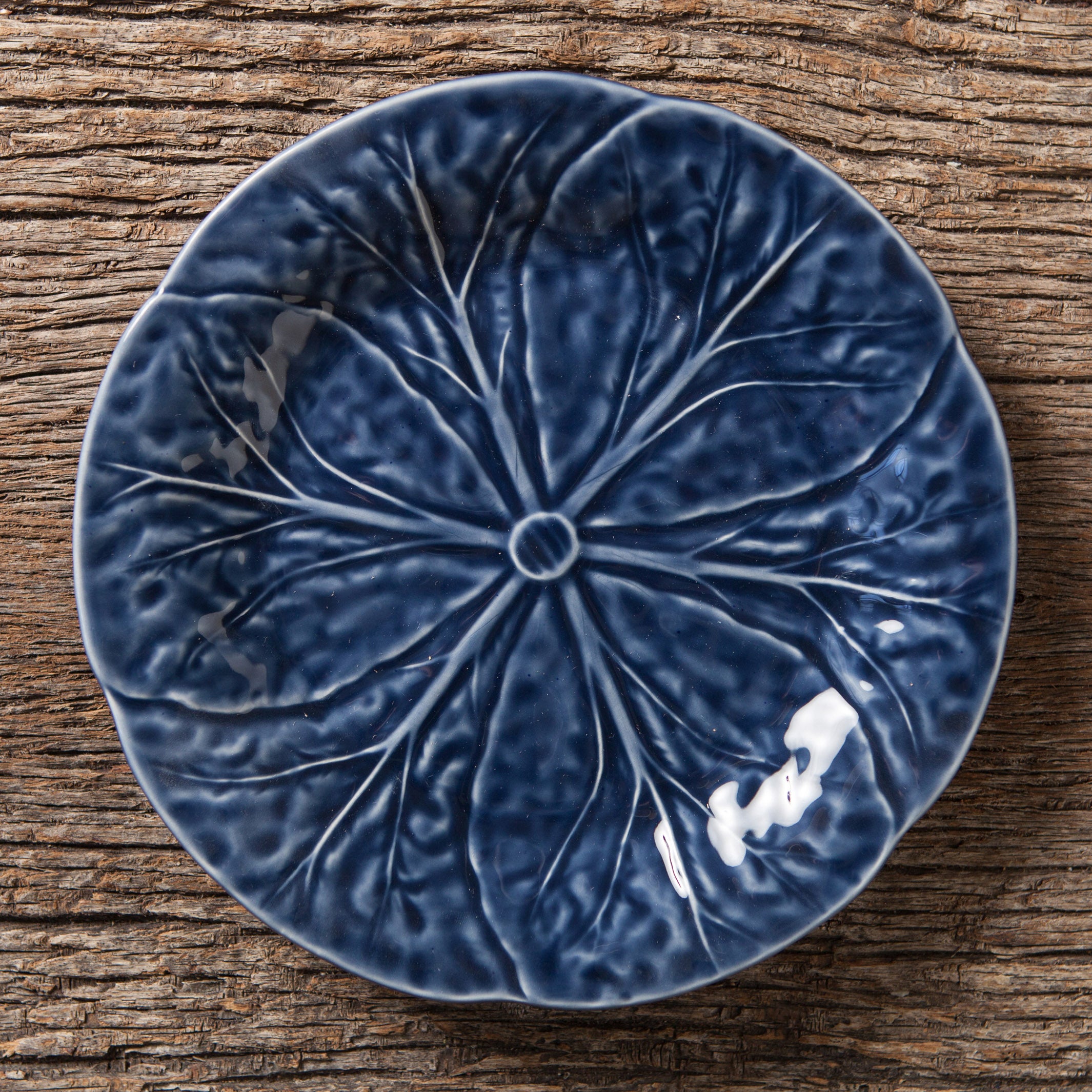 Plato de Postre Hoja Repollo Azul