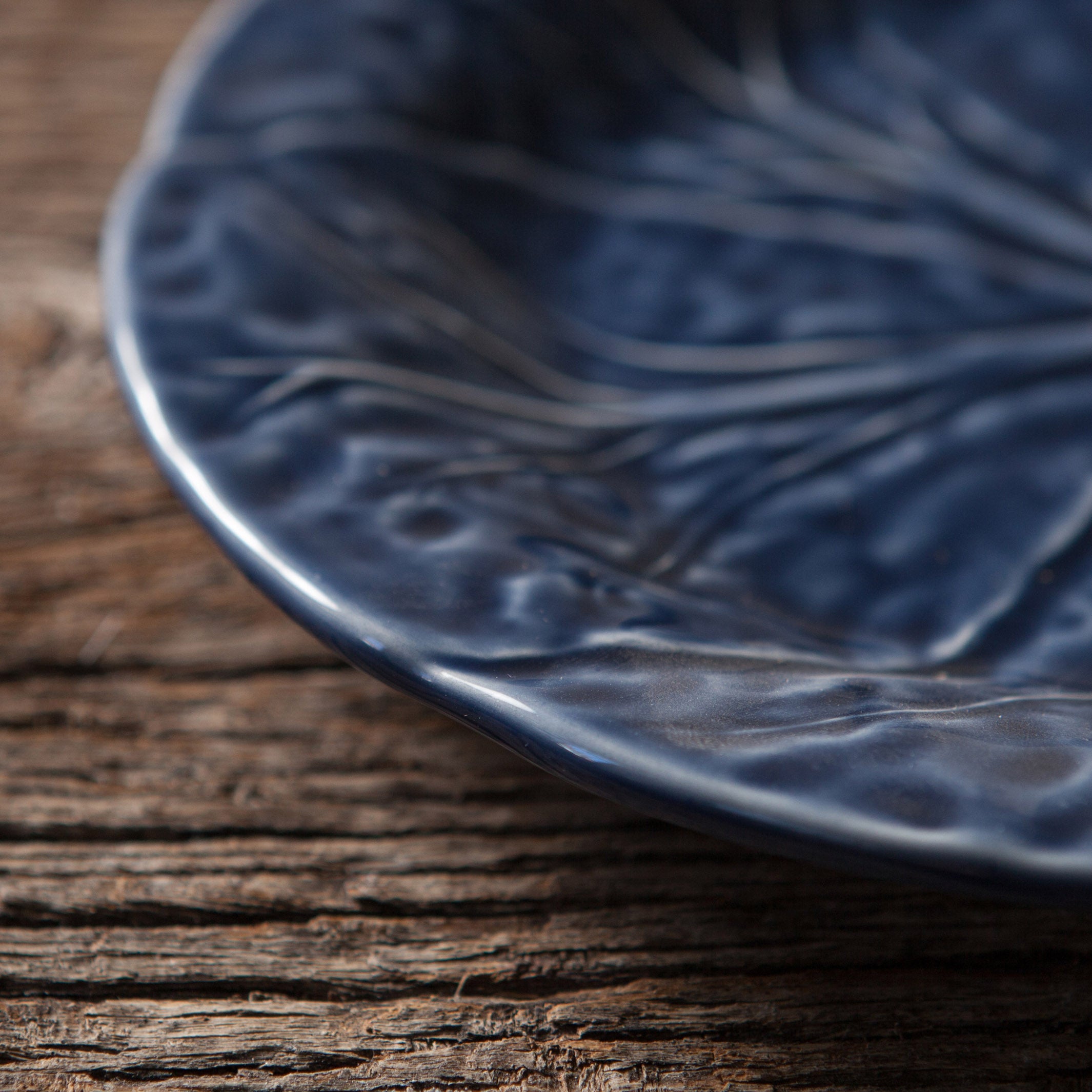 Plato de Postre Hoja Repollo Azul