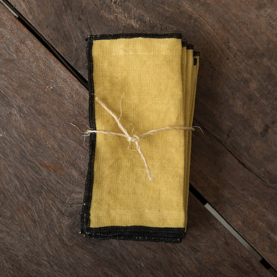 Servilletas de Cóctel de Lino - Mostaza / Negro