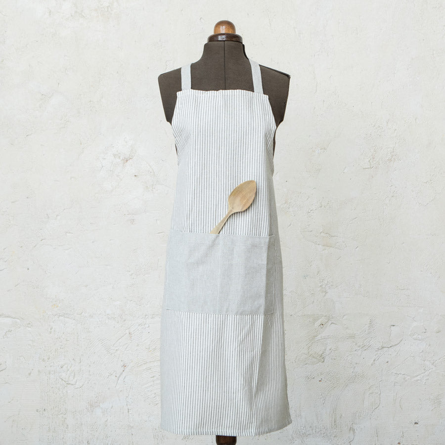 Grey Striped Cotton Apron