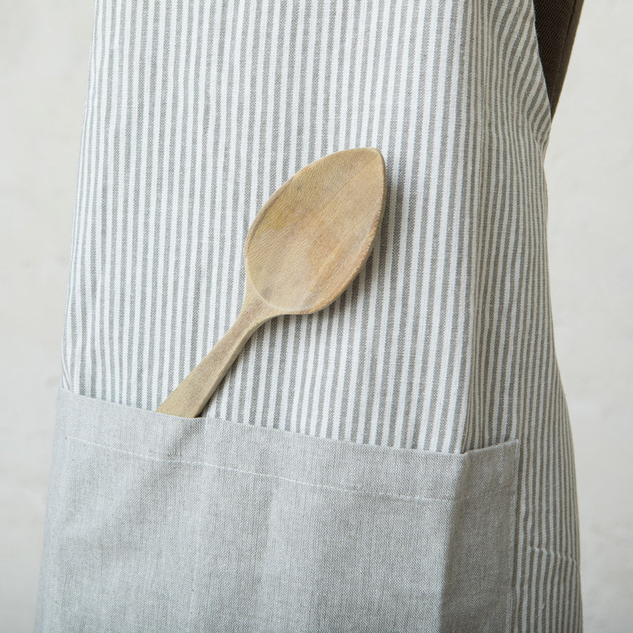 Grey Striped Cotton Apron