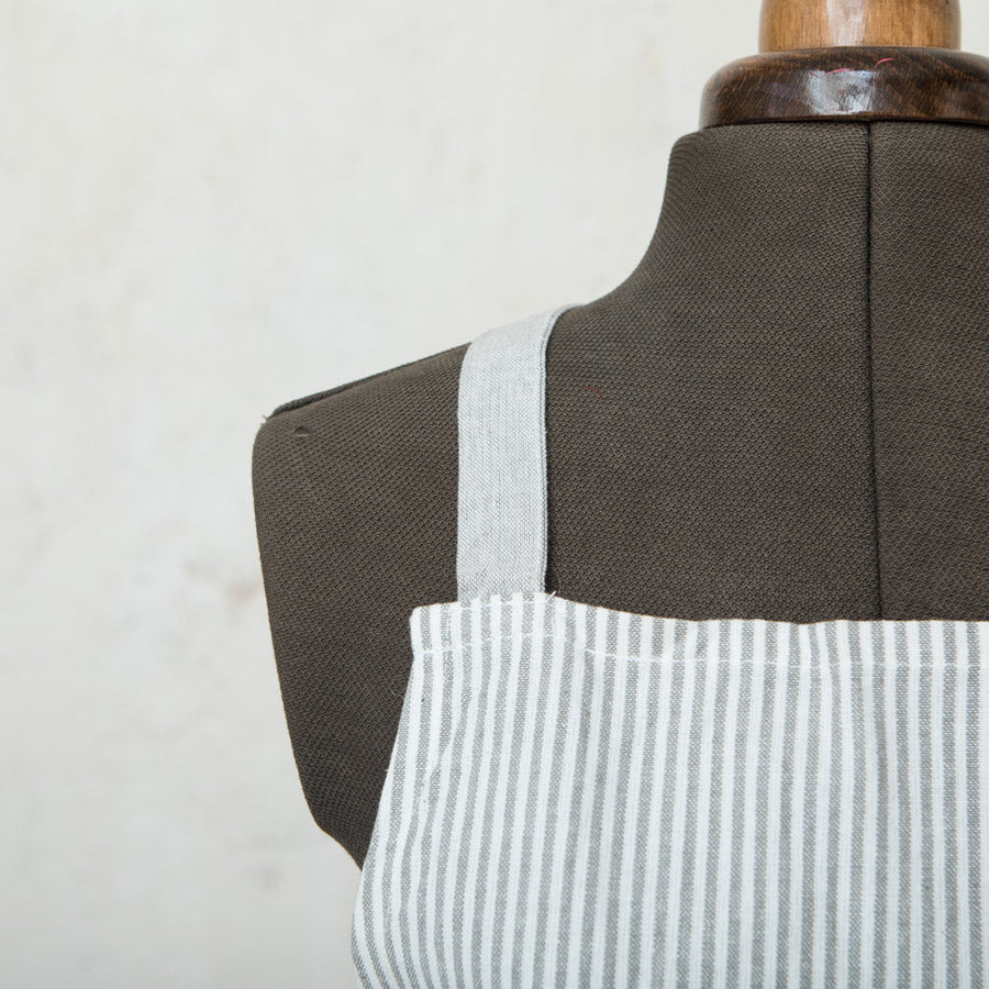 Grey Striped Cotton Apron