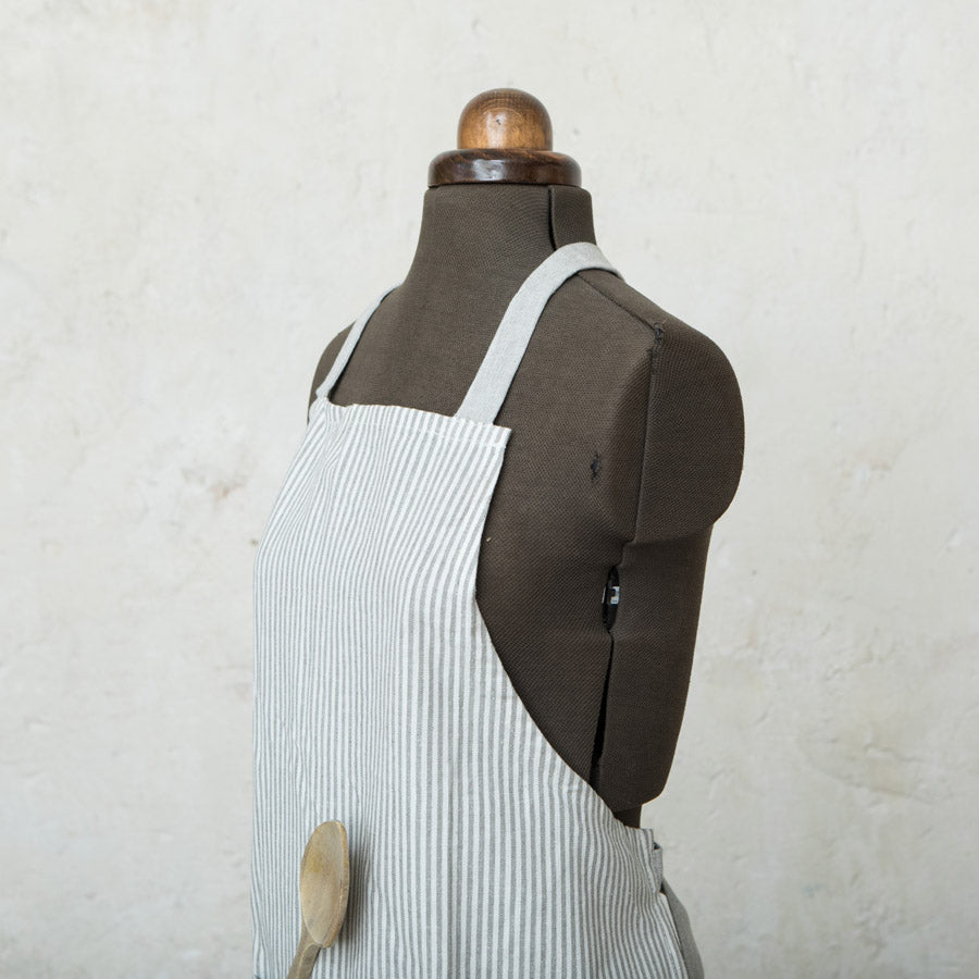 Grey Striped Cotton Apron
