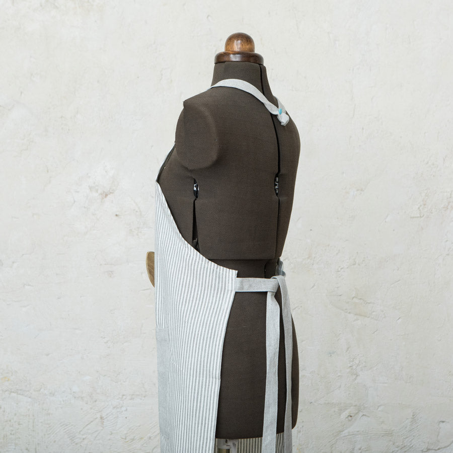 Grey Striped Cotton Apron