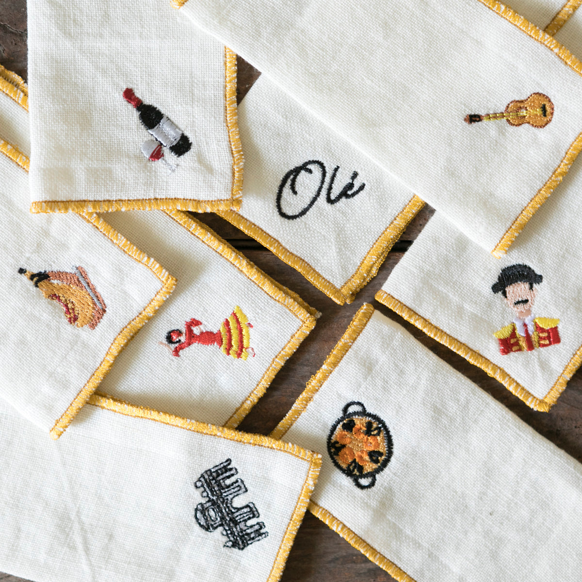 Linen Cocktail Napkins - Spain x 8