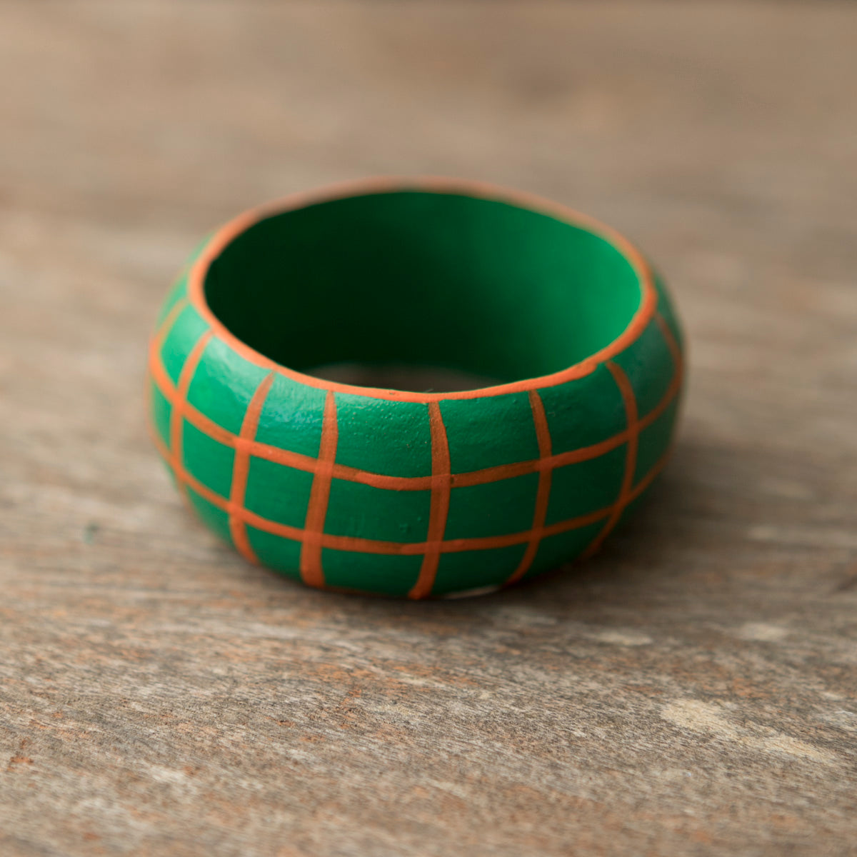 Wooden Napkin Holder Checkered - Green