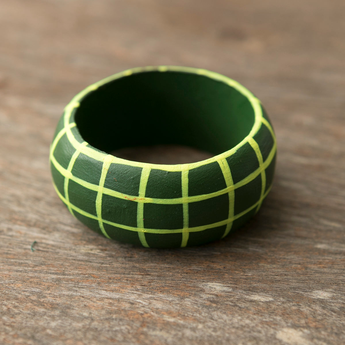 Wooden Napkin Holder Checkered - Dark Green