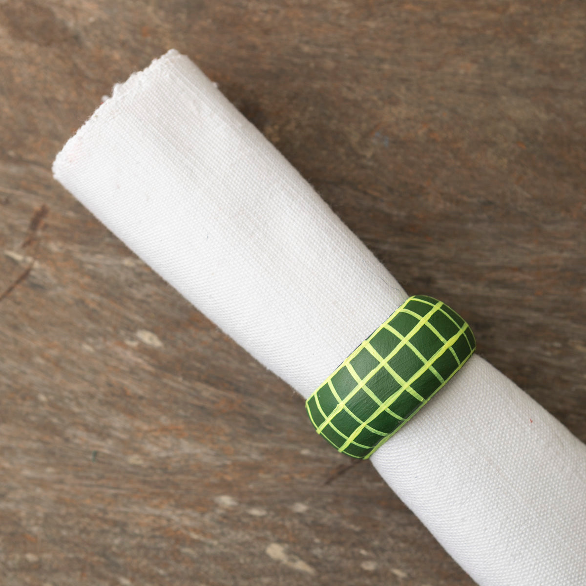 Wooden Napkin Holder Checkered - Dark Green