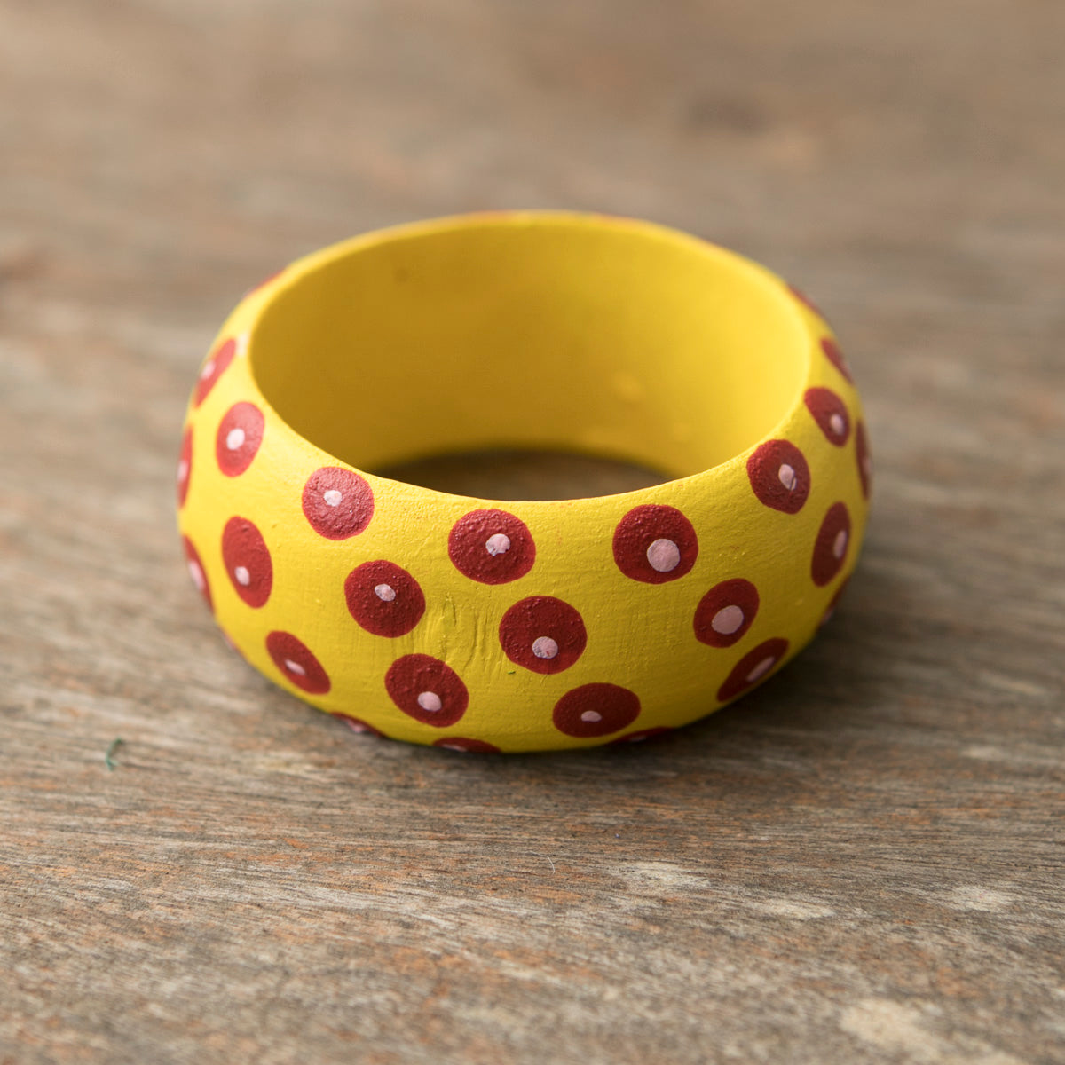 Wooden Napkin Holder Dots - Yellow