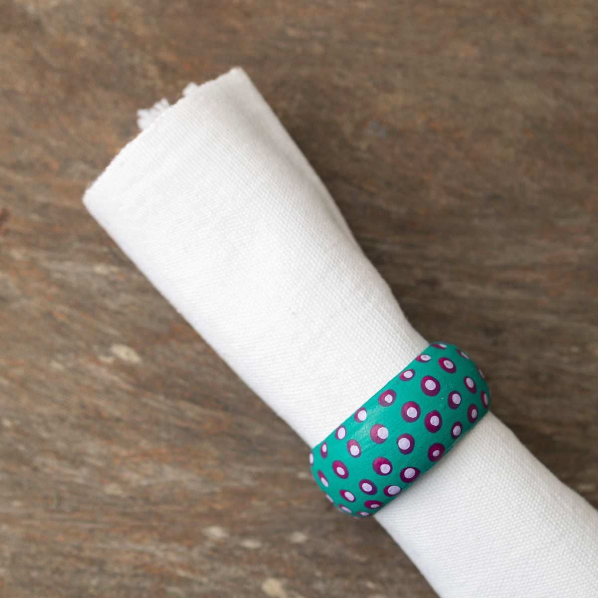 Wooden Napkin Holder Dots - Turquoise
