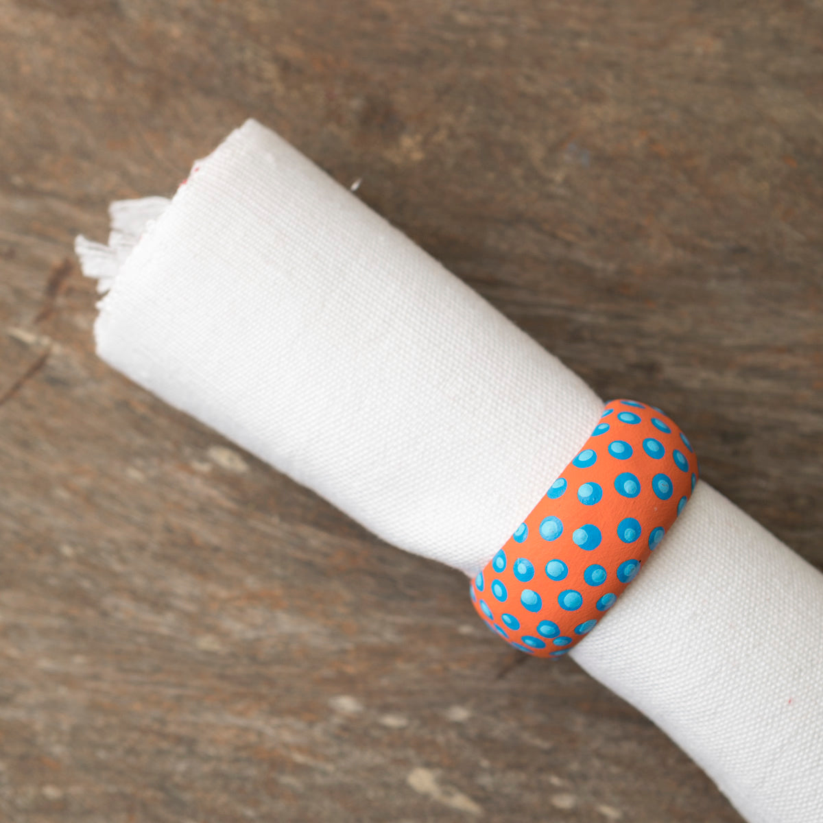 Wooden Napkin Holder Dots - Orange