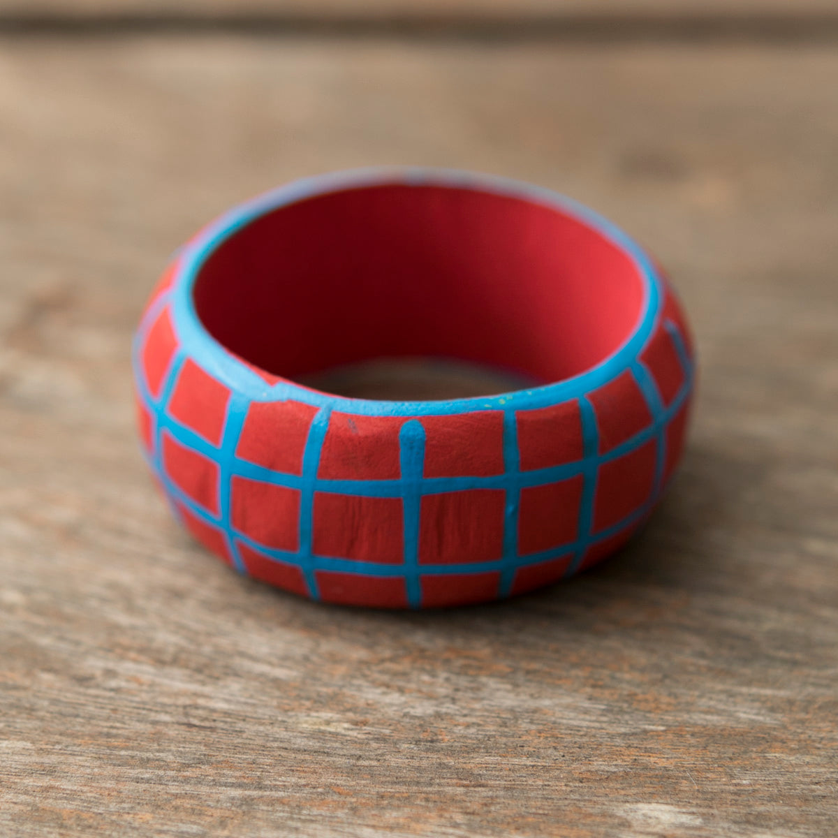 Wooden Napkin Holder Checkered - Red