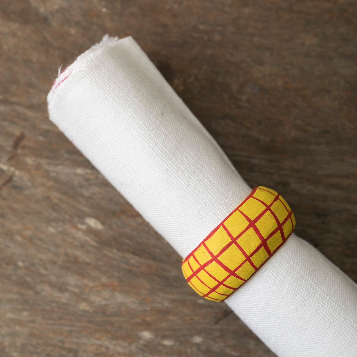 Wooden Napkin Holder Checkered - Yellow