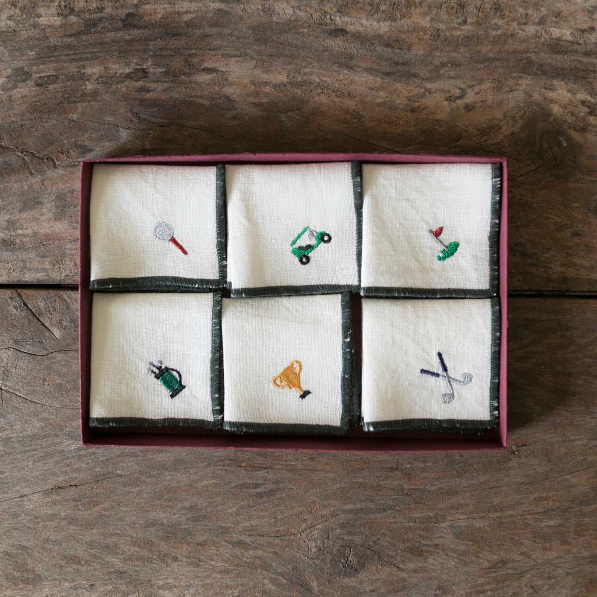 Linen Cocktail Napkins - Golf