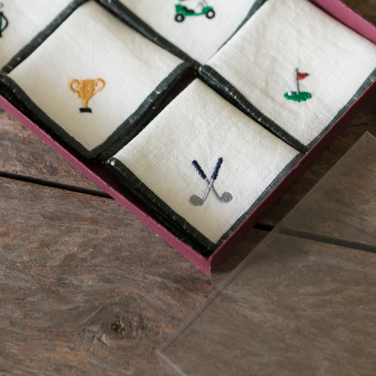 Linen Cocktail Napkins - Golf