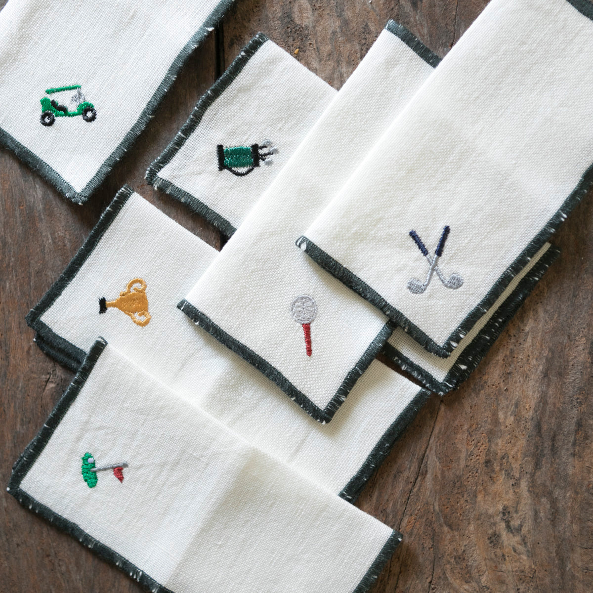 Linen Cocktail Napkins - Golf
