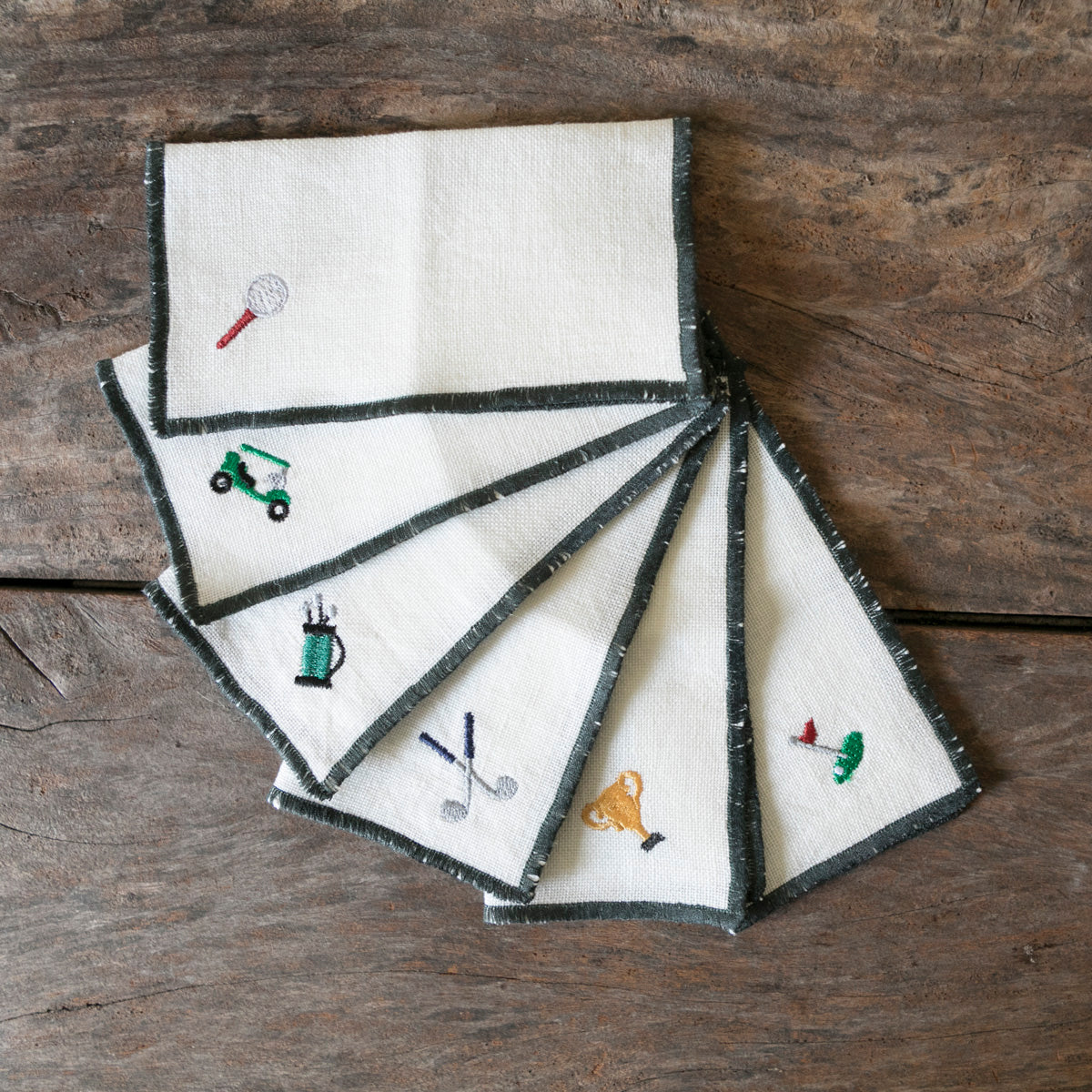 Linen Cocktail Napkins - Golf